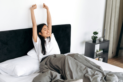 woman stretching in the morning