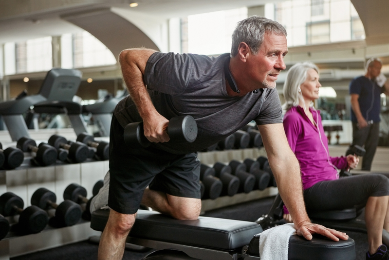 man doing strength training