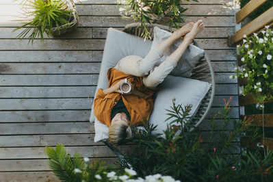 woman relaxes