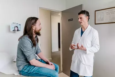 Dr. Pazona with a urology patient